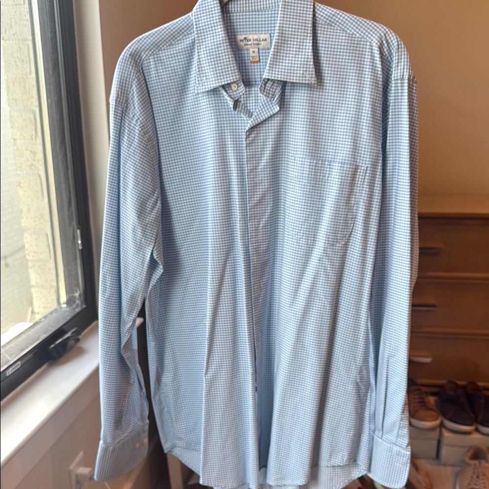 Peter Millar Blue and White Dress Shirt Classic Elegance